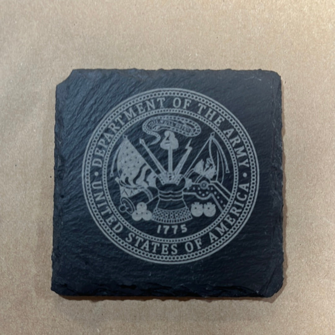 Engraved Slate Coaster with Dept. of the Army Seal
