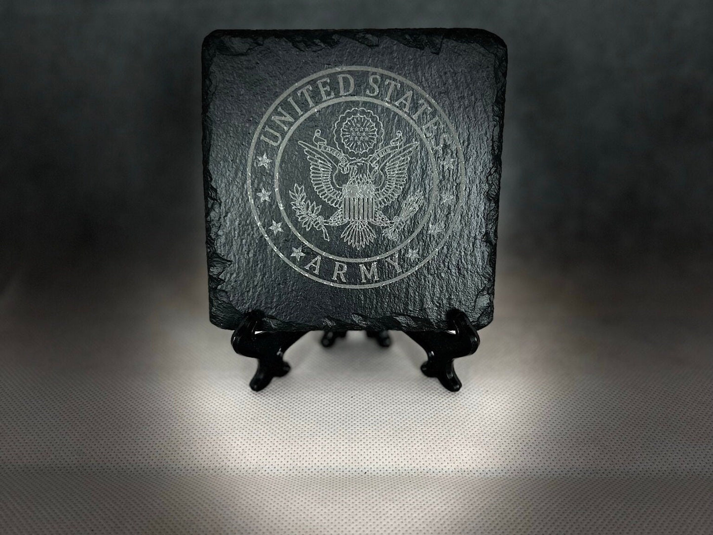Laser Engraved Slate Coaster with United States Army Seal with the Eagle