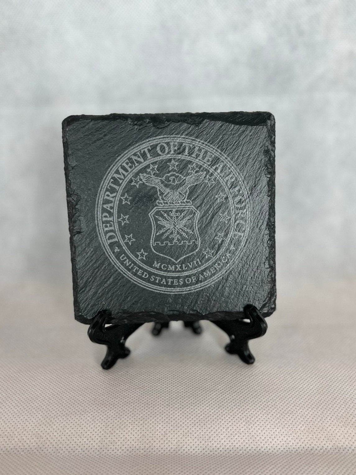 Laser Engraved Slate Coaster with the Department of the Air Force Seal
