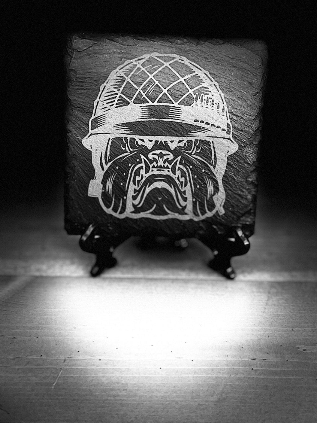 Laser Engraved Slate Coaster with the United States Marines Devil Dog