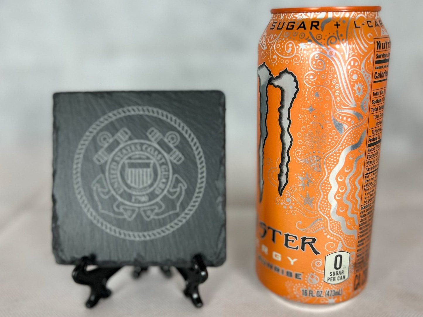 Laser Engraved Slate Coaster with the United States Marines Devil Dog