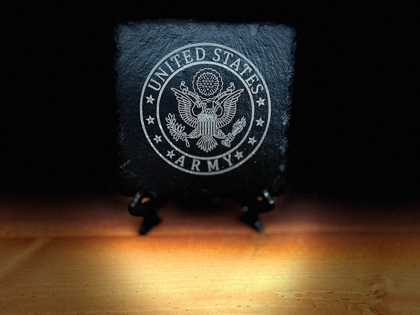 Laser Engraved Slate Coaster with United States Army Seal with the Eagle