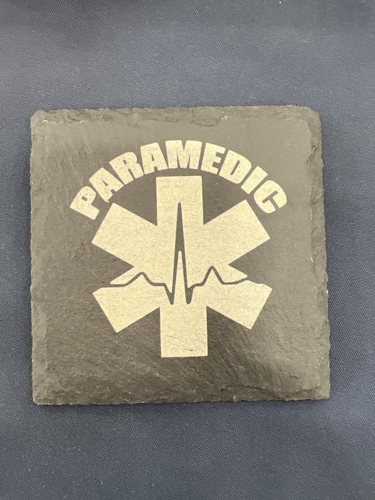 Laser Engraved Slate Coaster with Paramedic w/Heart Beat