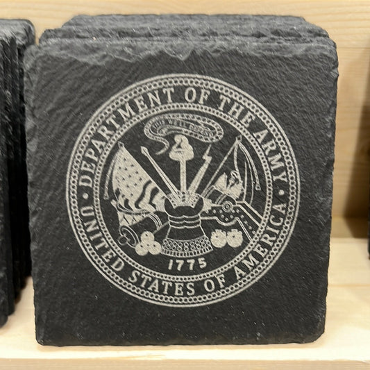 Engraved Slate Coaster with Dept. of the Army Seal