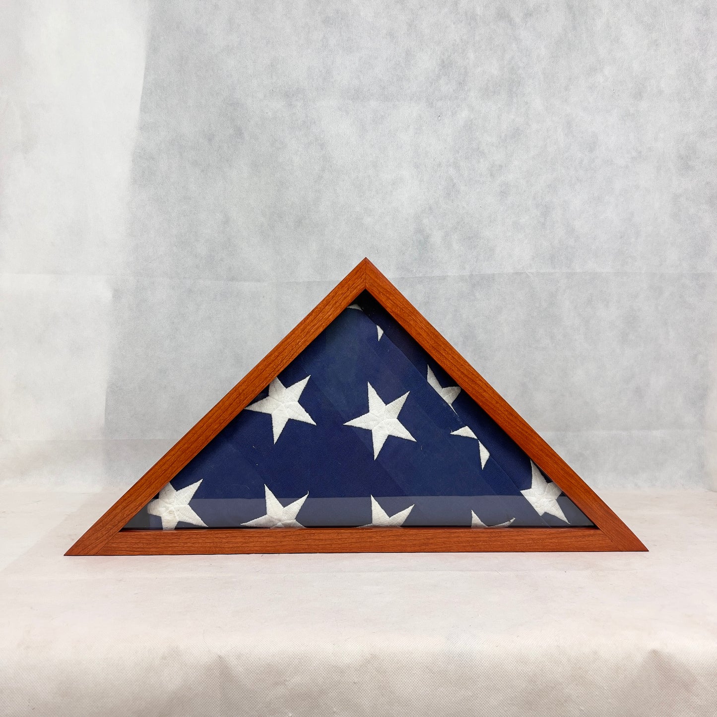Memorial Cherry Flag Case for a 5 x 9 Burial Flag with engraved glass and/or name plate option
