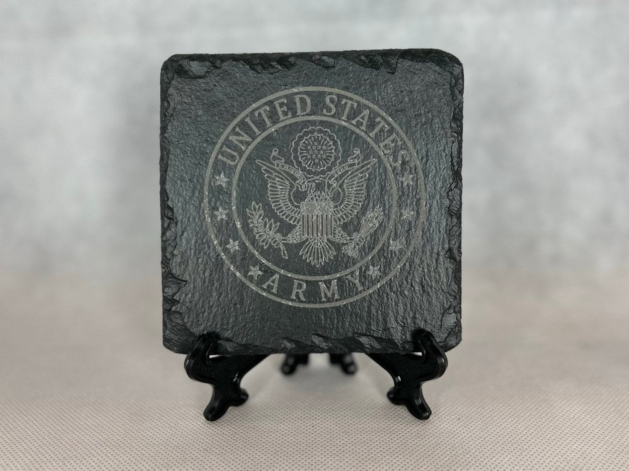 Laser Engraved Slate Coaster with United States Army Seal with the Eagle
