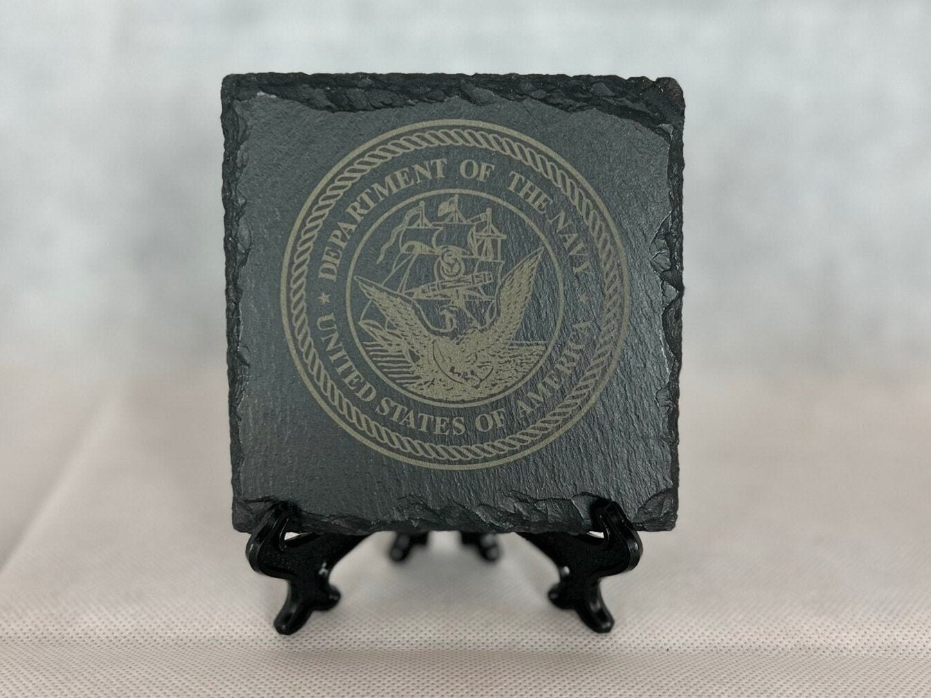 Laser Engraved Slate Coaster with the United State Navy Seal