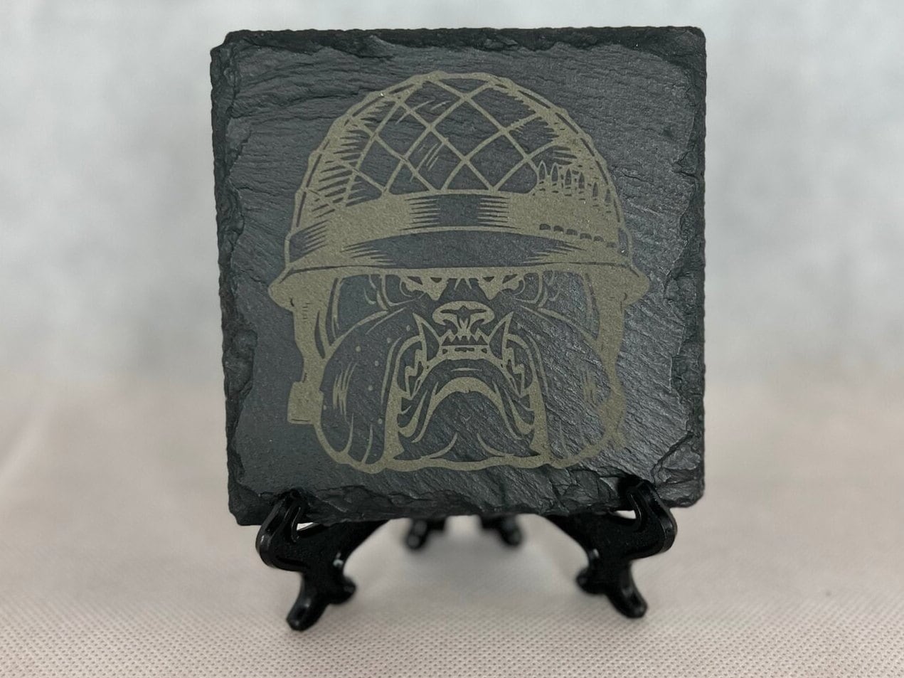 Laser Engraved Slate Coaster with the United States Marines Devil Dog