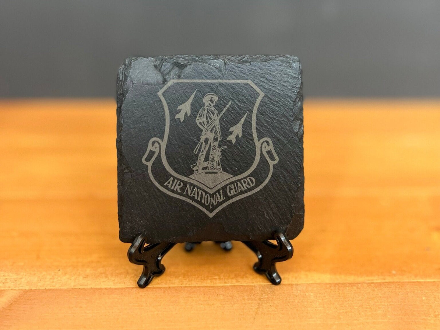 Laser Engraved Slate Coaster with the United States Air National Guard Logo