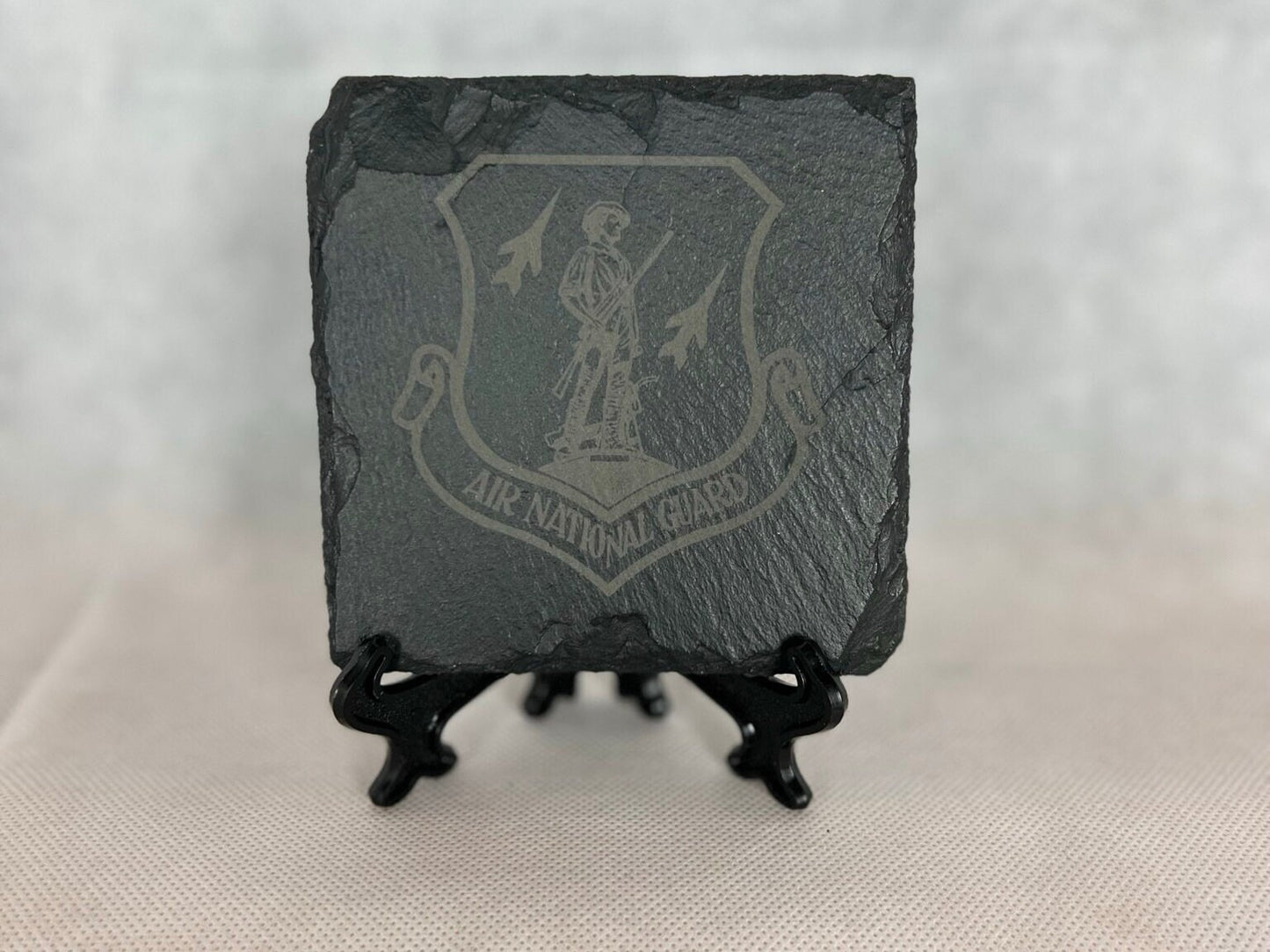 Laser Engraved Slate Coaster with the United States Air National Guard Logo