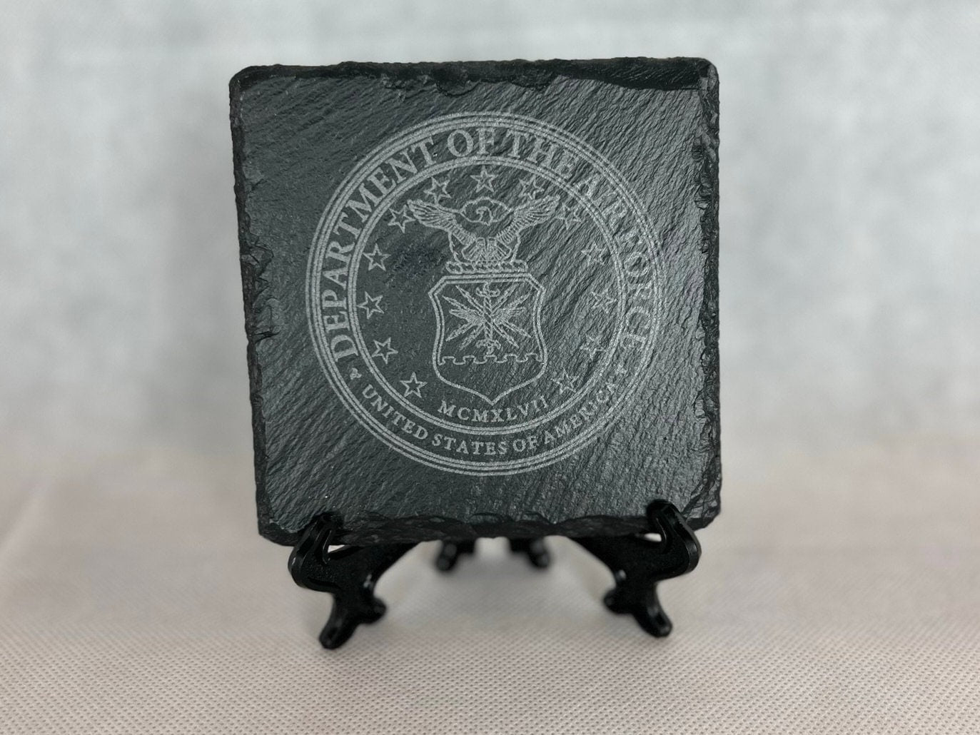Laser Engraved Slate Coaster with the Department of the Air Force Seal
