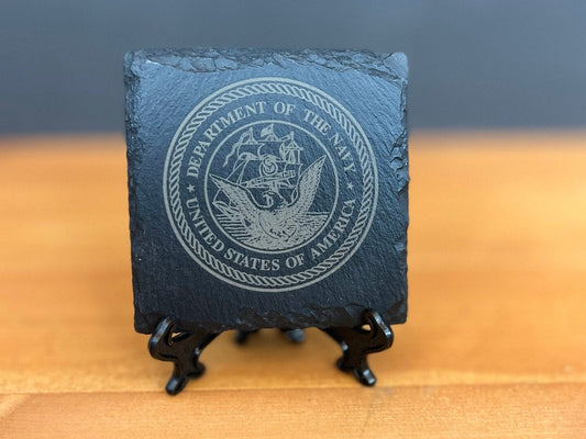 Laser Engraved Slate Coaster with the United State Navy Seal