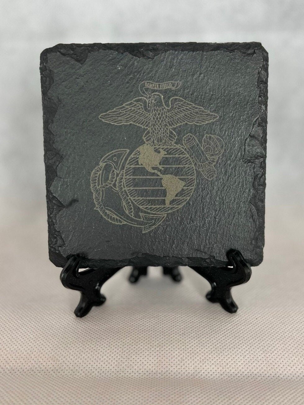 Laser Engraved Slate Coaster with the United State Marines Logo