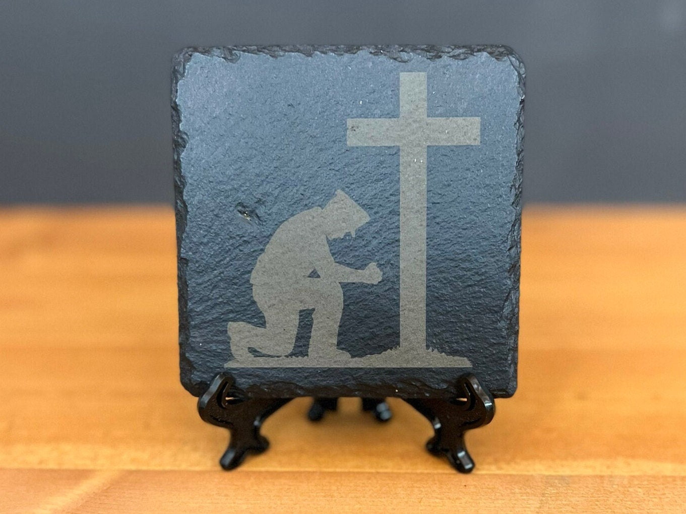 Laser Engraved Slate Coaster with the Policeman Prayer Memorial